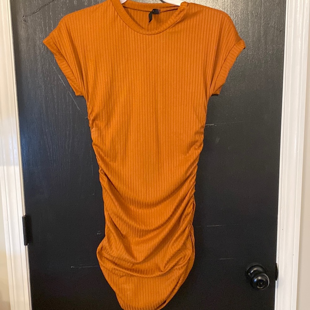 Tan ruched dress